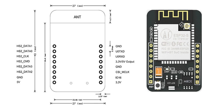ESP32 CAM WiFi Module with OV2640